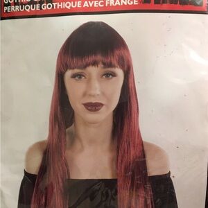 Gothic Red Wig with Fringe
